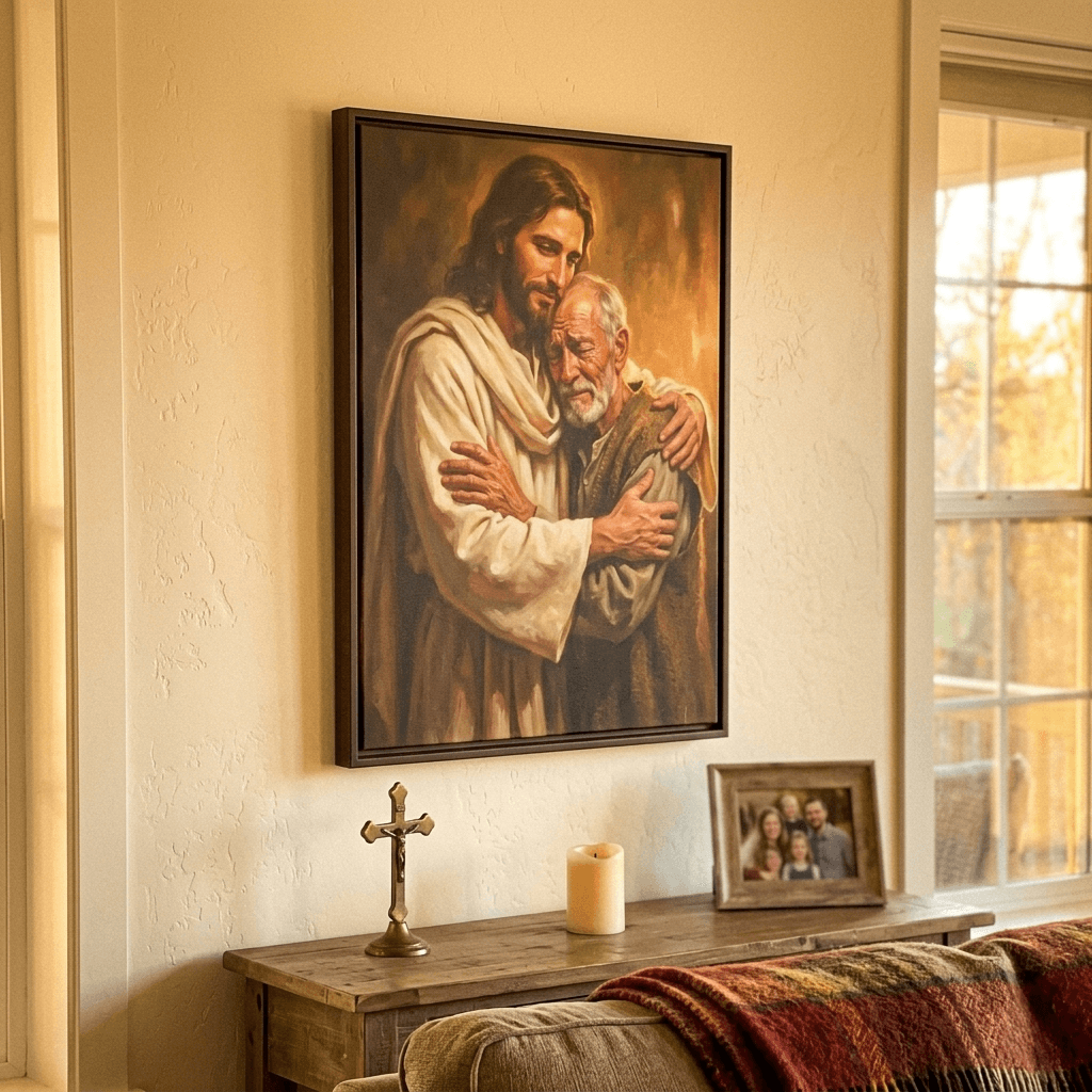 Patricia W.'s home featuring Jesus Embrace Canvas Wall Art