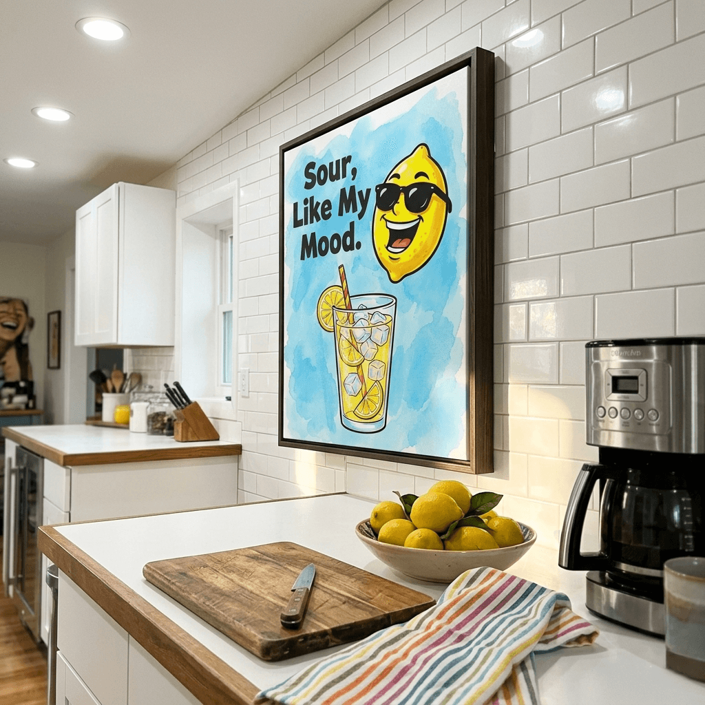 Rachel K.'s home featuring Sour Like My Mood Lemon Canvas Print